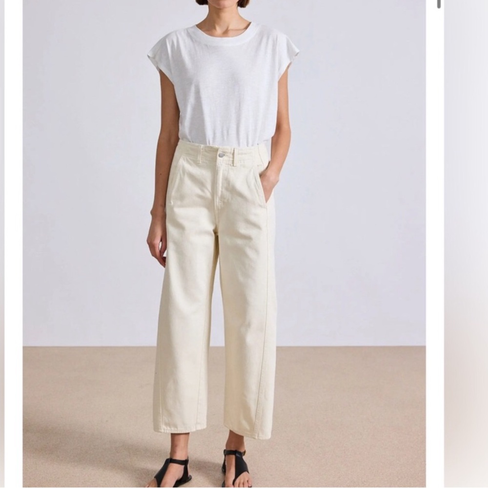 APIECE APART MERIDIAN Wide-Leg Cream Trousers - jeans Size 28